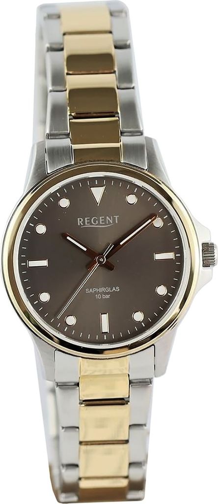 Regent Metall Damen Uhr Armbanduhr Quarz gold silber Metallarmband D2UR2214016