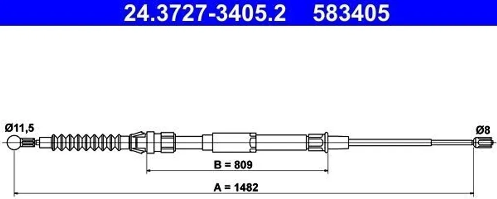 Cavo Freno a Mano ATE 24.3727-3405.2 per Beetle | Ricambio Originale OE 5C0609721AN