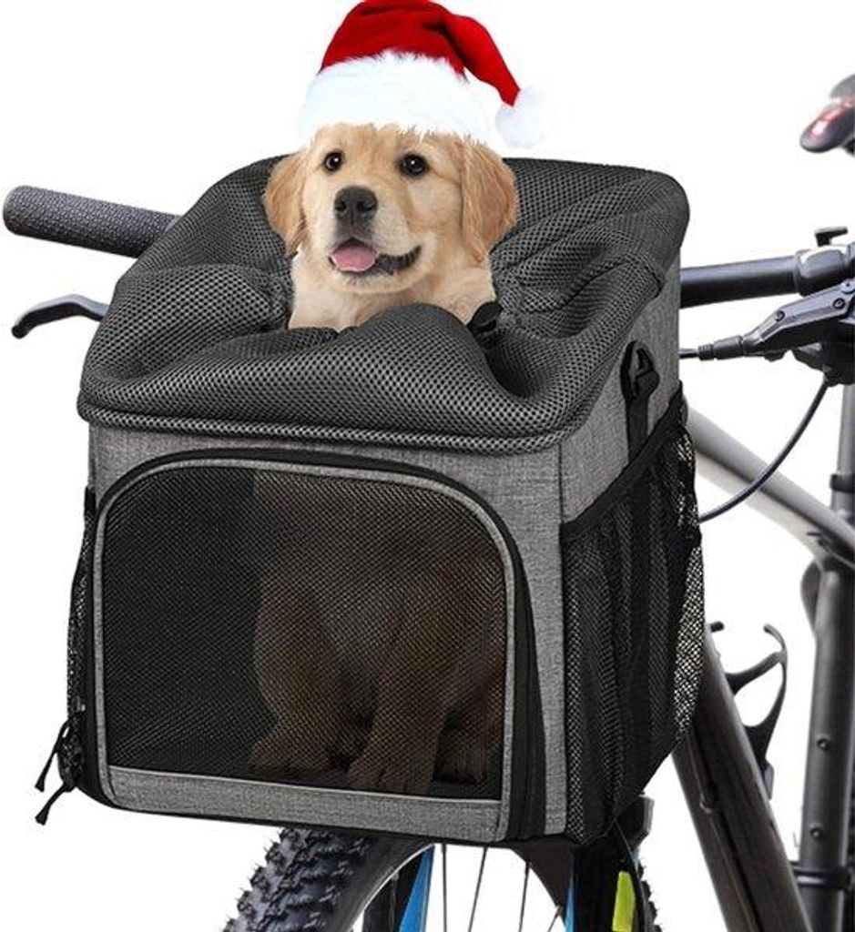 Famanu Faltbarer Hunde-Fahrradkorb mit reflektierenden Details und Seitentaschen