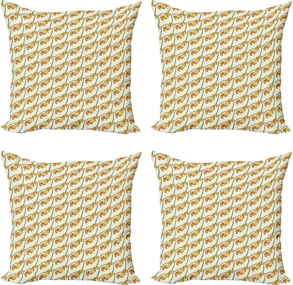 ABAKUHAUS Blume Kissenbezug Set (4 Stück), Blumen Branchen, Moderner Doppelseitiger Digitaldruck, 60 cm x 60 cm, Ivory Multicolor