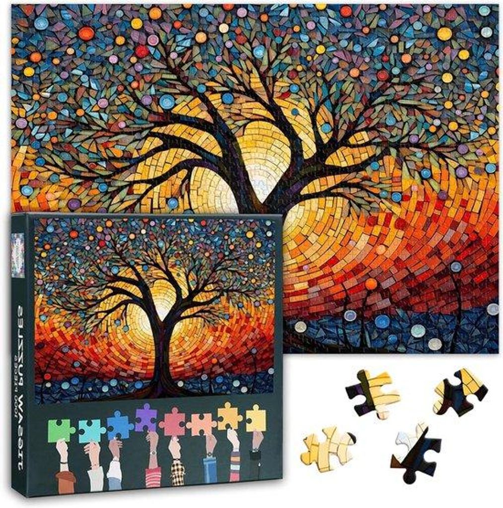 Lebensbaum - Entspannungsfenster - Ruhe-Puzzle für Erwachsene - 1000 detaillierte Teile - 70 cm x 50 cm - farbenfrohes Nachbildung