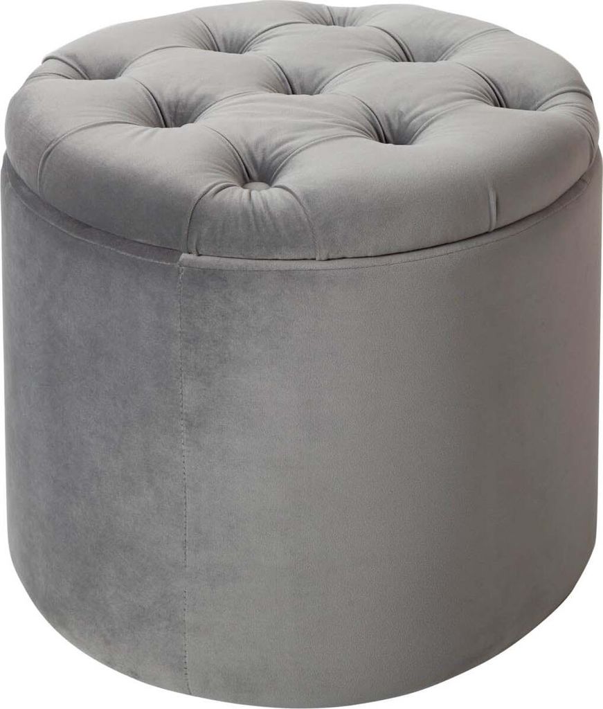 Hocker MODERN BAROCK STORAGE 50cm Samt silber Produktbild 