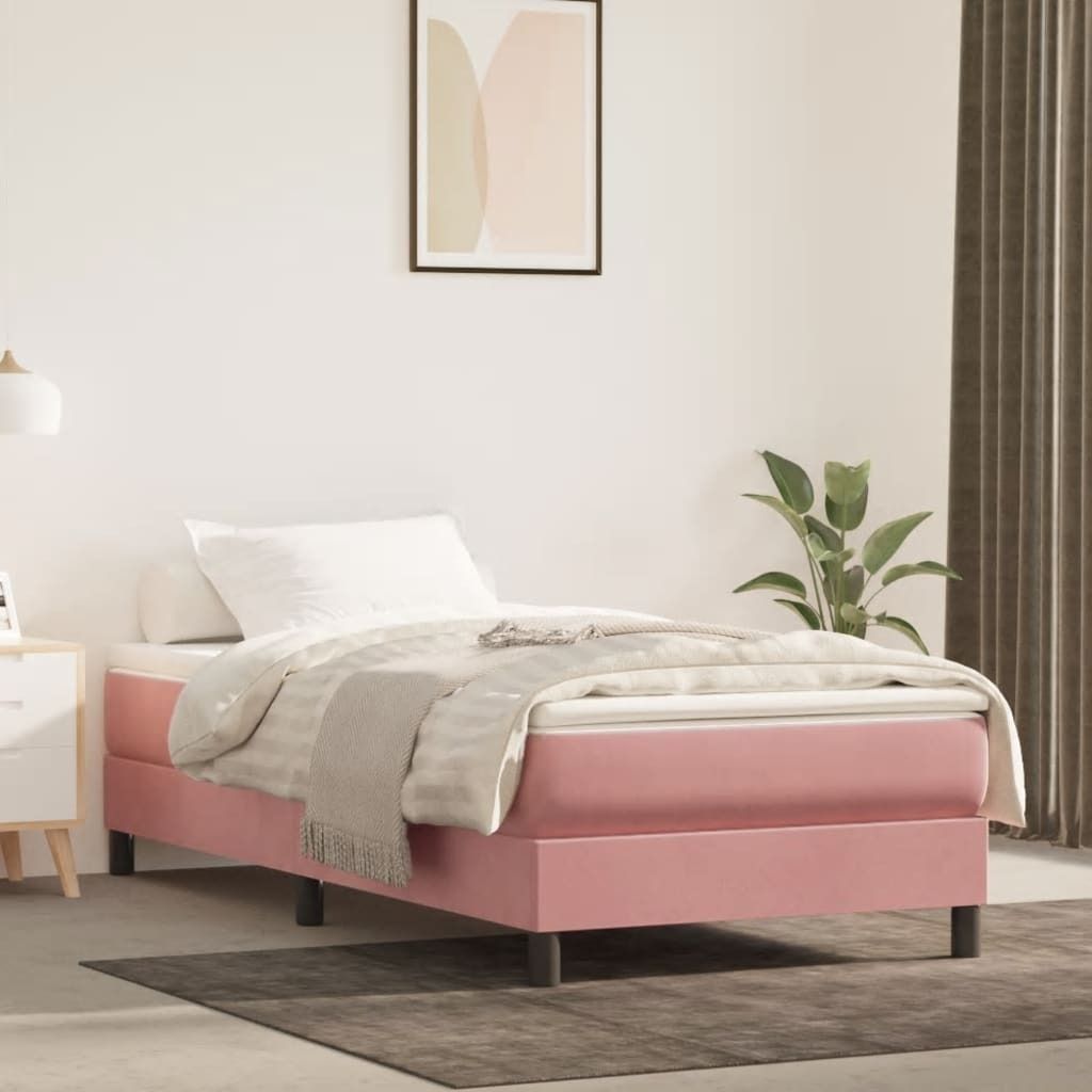 "Rabatt" Boxspringbett mit Matratze - 2 Personen - Strapazierfähiger Stoff - Rosa 80x200 cm Samt - Klassische Betten CC7195