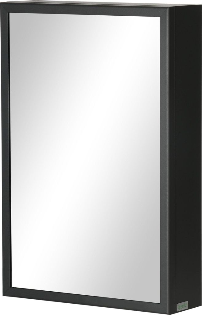 Spiegelschrank Badschrank mit 3 Regalfächern Edelstahl 40x12x60cm Schwarz Badezimmer Aufbewahrung