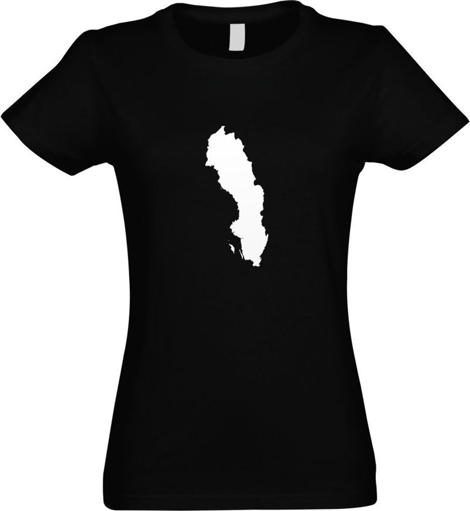 Kiwistar - T-Shirt tailliert - Damen - schwarz - Schweden Umriss Kontur - mit Motiv Bedruckt - Funshirt Design - Sport - Freizeit - Damen - XXL