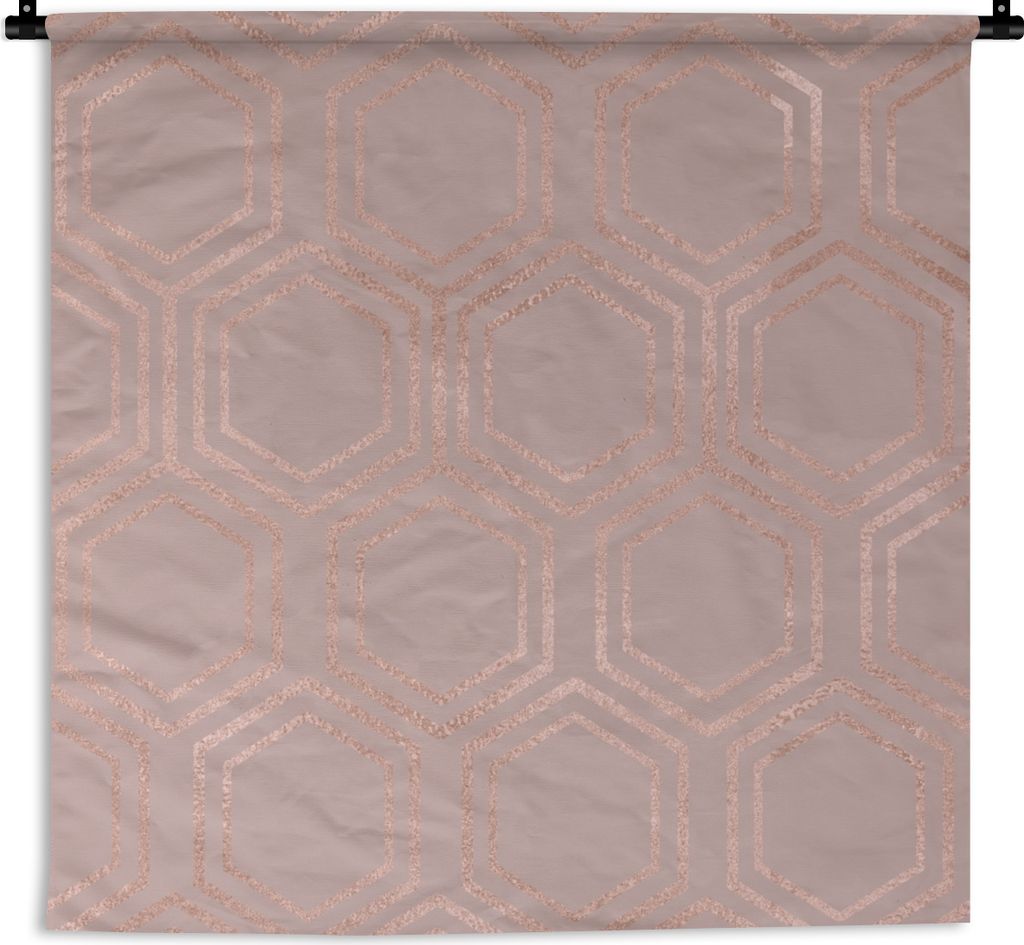MuchoWow Wandteppich Wandbehang Sechseck - Rosa - Muster 150x150 cm Tapisserie Dekoration Wandtuch - Wohnaccessoires - Modernes