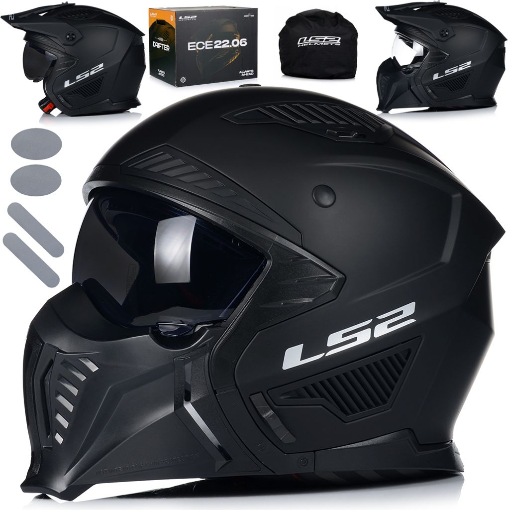 A collection of motorcycle helmets and accessories.