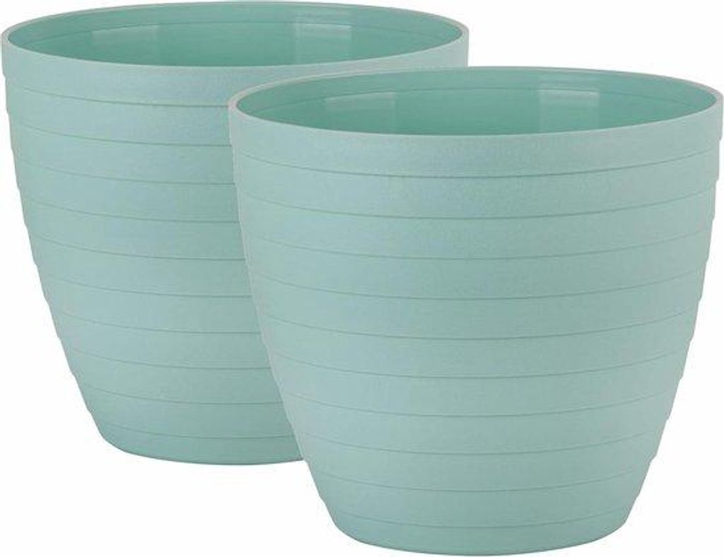 Kunststof bloempotten 25 cm 2 stuks groot für Terrassen und Balkone