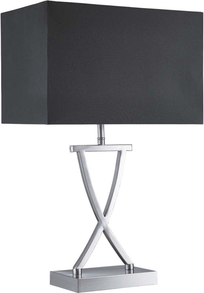 Zeitgenössische Schreibtischlampe Club Stahl Silber Stoff Schwarz 1 Licht E14