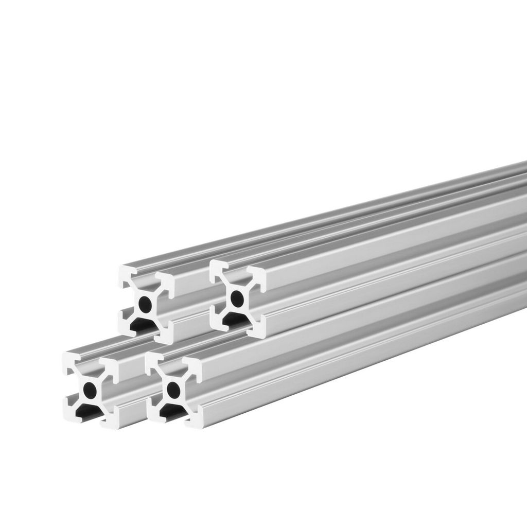 Konstruktionsprofil 20x20mm im Zuschnitt, Nut 6, Typ-I, 1-2 Meter, Systemprofil, Montageprofil, Vierkantprofil, Alu Profil (4, SILBER ELOXIERT, 20 ...