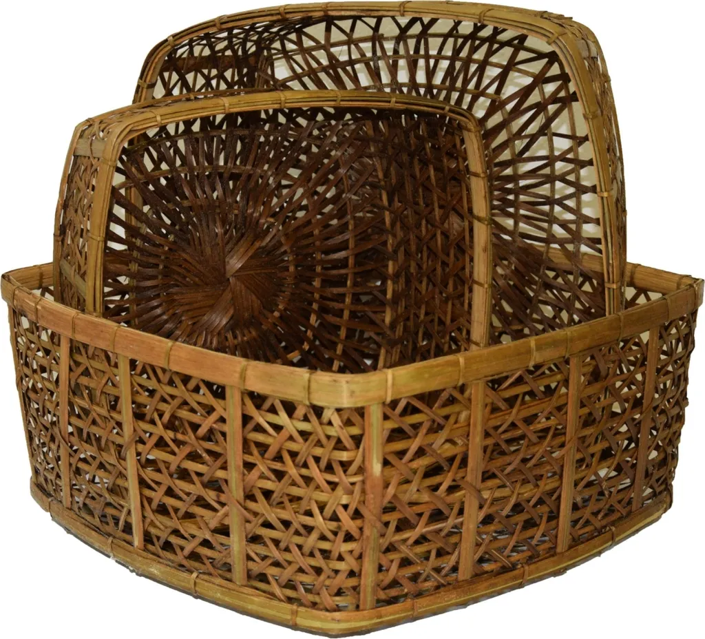 Corbeille en rotin et bambou faite main - Lot de 3 coupes à fruits