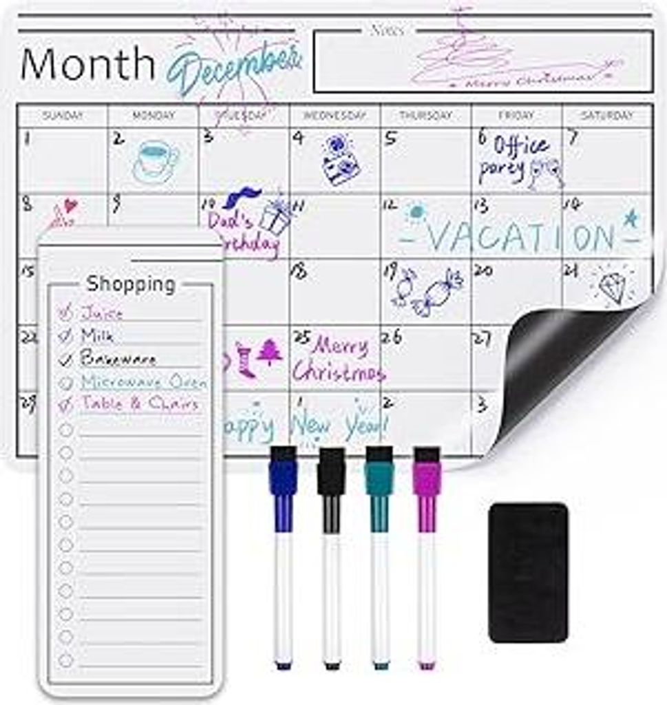 Magnetische, trocken abwischbare WhiteboardFolie, Kalender, 30,5 cm x 43,2 cm, Weiß