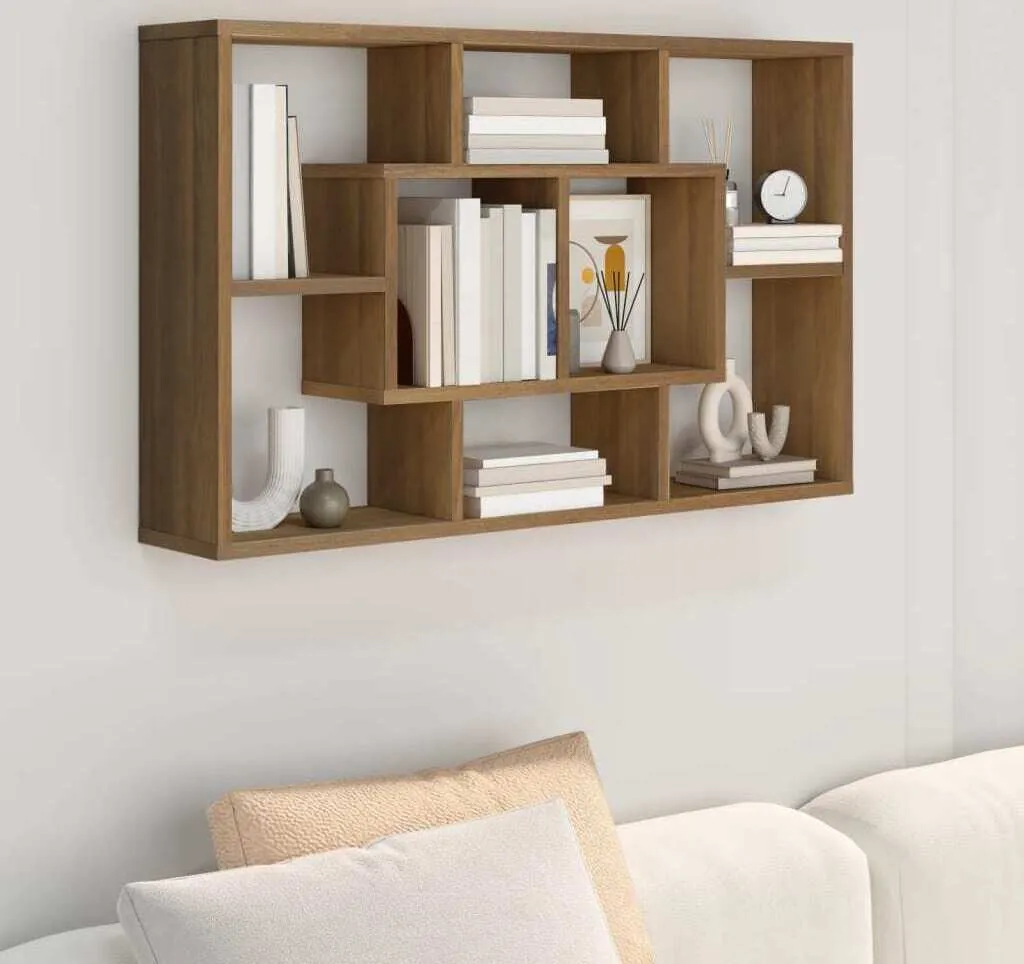 Mensola a Muro Rovere Marrone SYFAX™ 85x16x52,5 cm Legno Multistrato