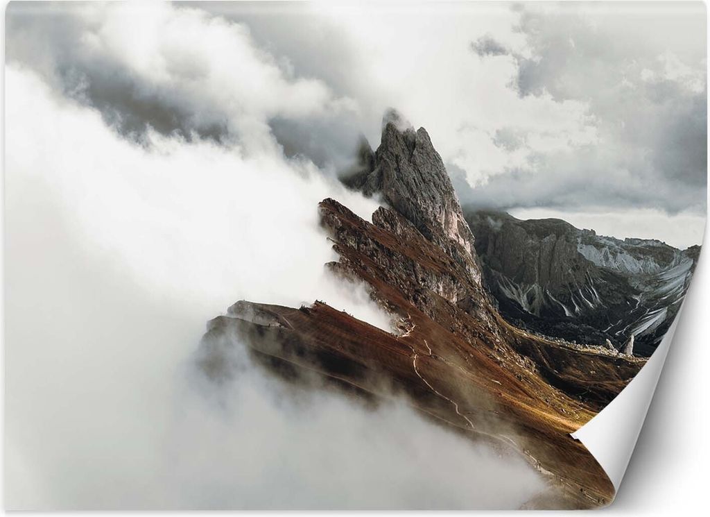 Vlies fototapete Berge Nebelwolken 300x210 cm Feeby Braun inkl. Kleber einfache Montage
