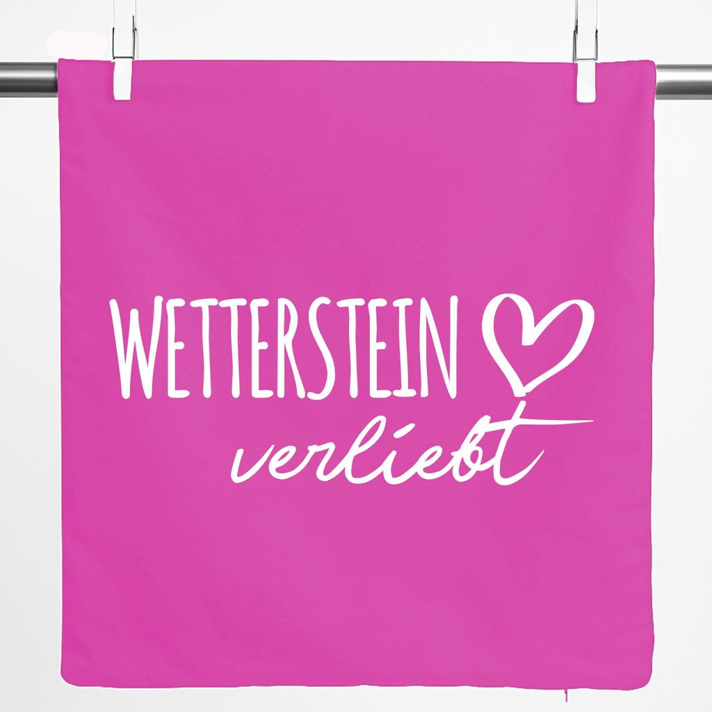 Huuraa Kissenbezug Wetterstein verliebt 40x40cm Fuchsia Baumwolle Dekokissenbezug Geschenkidee