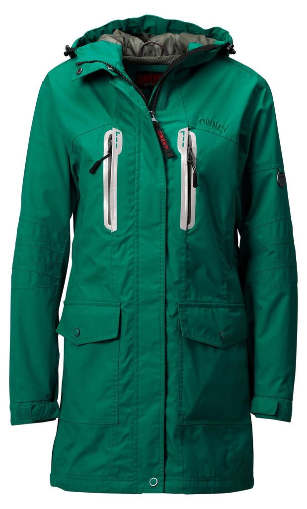 Owney Arnauti Langjacke Damen Dunkelgrün 3XL wasserfest Hundehalter Wanderjacke atmugsaktiv mit Reflektoren