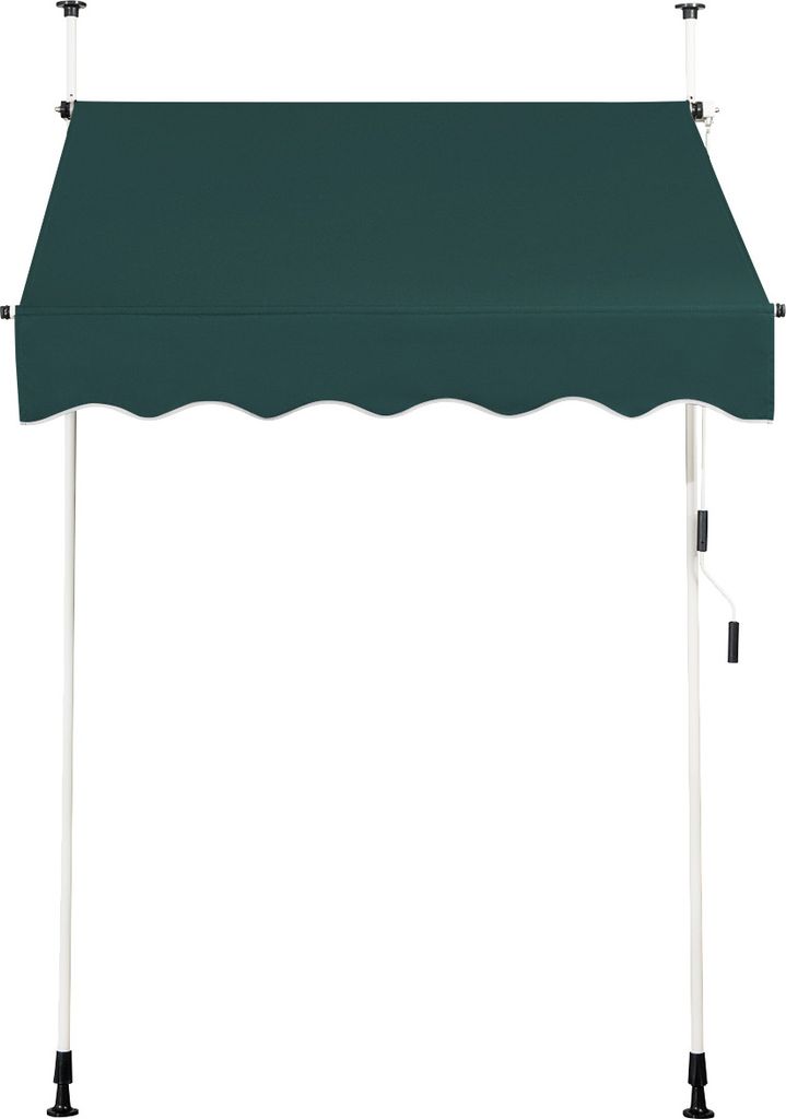 COSTWAY Klemmmarkise 150 cm Balkonmarkise ohne Bohren, UV-beständig, höhenverstellbar, wasserabweisend, Markise mit Handkurbel, Sonnenmarkise Grün