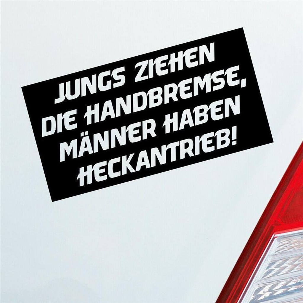 Auto Aufkleber Jungs ziehen die Handbremse Männer haben Heckantrieb 12x6 cm Schwarz Glanz Sticker Heckscheibenaufkleber