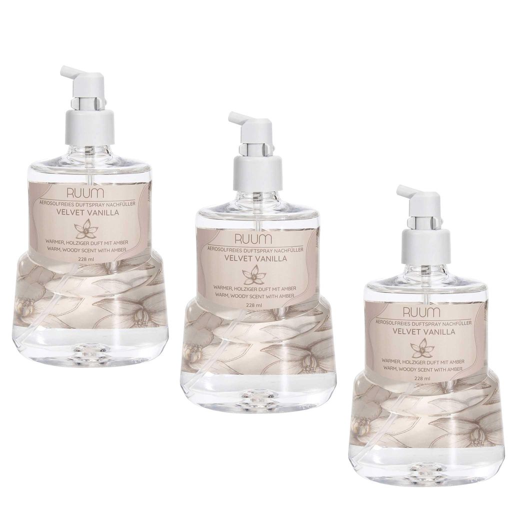 Ruum Duftspray Nachfüller Velvet Vanilla, kompatibel mit Active Fresh (3er Pack) 228ml
