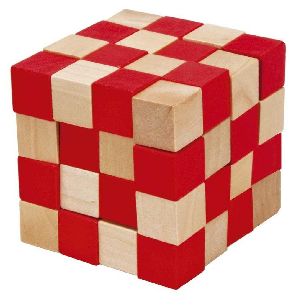 Logikspiel IQ 3D-Puzzle rot & naturfarben Anaconda, Fridolin