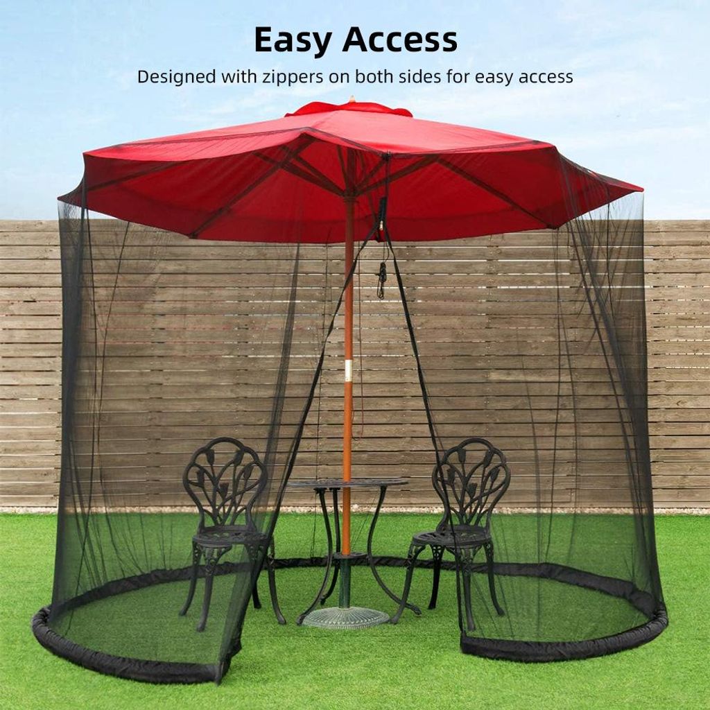 Outdoor-Terrassenschirm-Moskitonetz für Veranda – Wasserpfeifennetz, 2,1–3,3 m, Schirme für 7–9 Personen