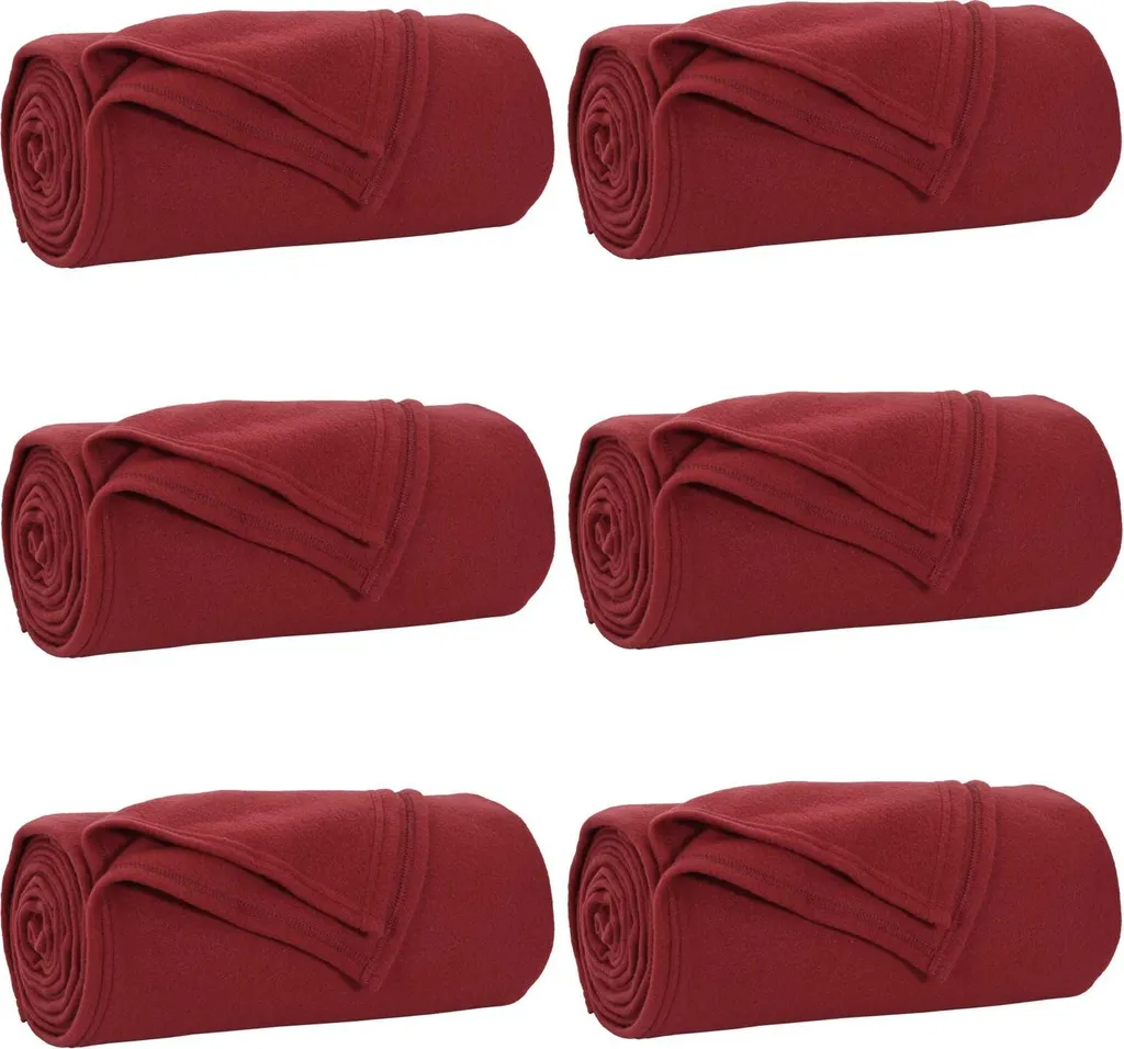 Set 6 Coperte Pile vidaXL Bordeaux 270x240 cm - Must-Have Invernale