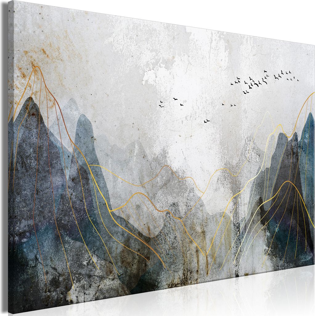 Italienischer Leinwand Leinwandbild - Misty Mountain Pass (1 Part) Wide 60x40 cm Landschaften c-C-0493-b-a