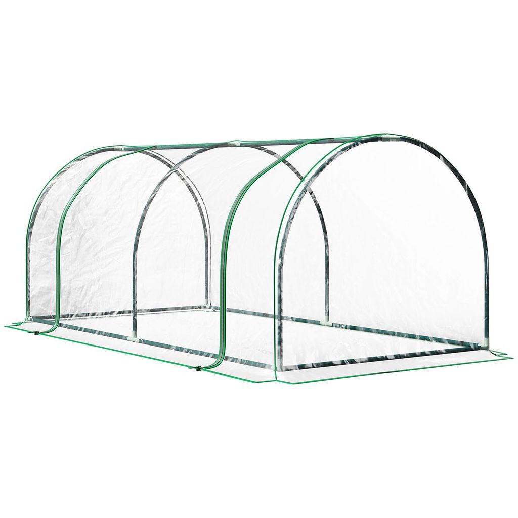 Gewächshaus mit Tür Pflanzenhaus Frühbeet für Garten Balkon & Pflanzen 200 x 100 x 80 cm Grün