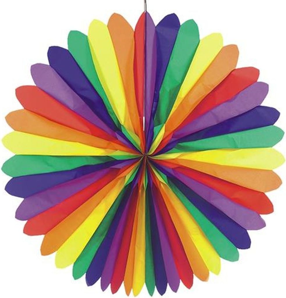 3 Papstar Dekofächer Ø 120 cm Rainbow schwer entflammbar Produktbild 