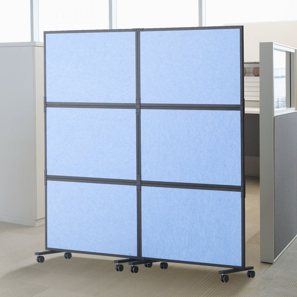 Raumteiler Trennwand - Paravent Schallschutzwand - Doppelpaneel für Büro - Indigoblau - Ideal für die Raumgestaltung