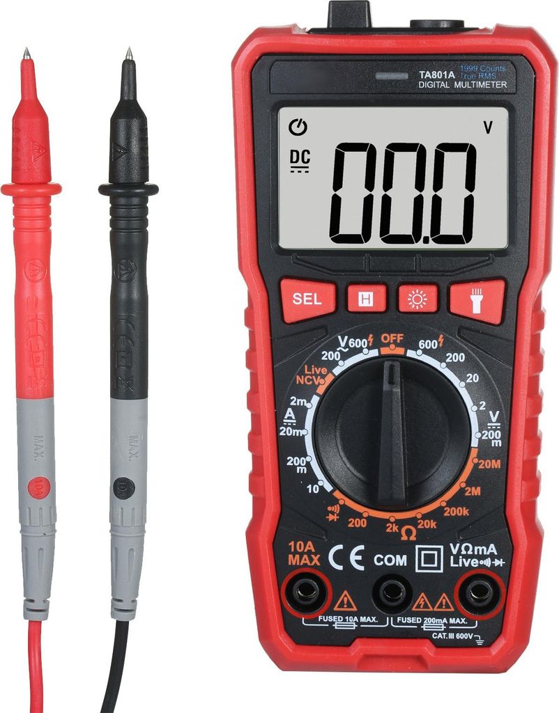 Digitales Multimeter mit LCD-Anzeige, Gleich- und Produktbild 