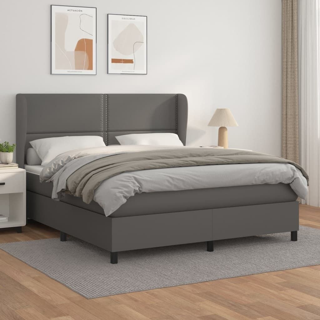 "2026 Promotion" Boxspringbett mit Matratze - Grau 180x200 cm - Kunstleder - Polsterbett CC6710