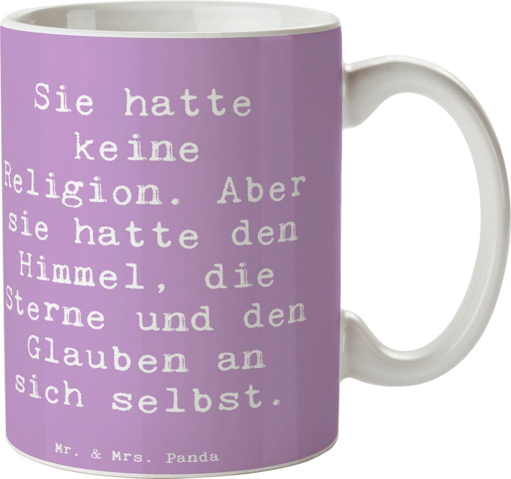 Mr. & Mrs. Panda Kaffeetasse Spruch Himmel und Freude - Lavendeltraum - Geschenk, Mut, Trinkbecher, erleben, Gefühl, Tasse, Motivation, Zitat, Kaf...