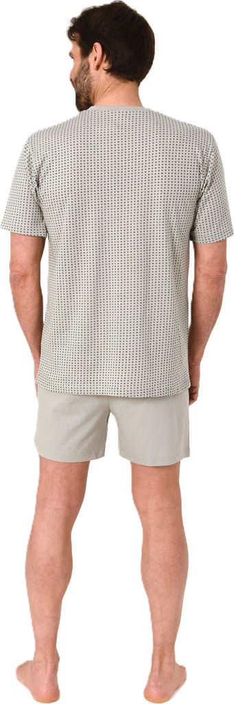 Normann Herren kurzarm Schlafanzug Shorty Pyjama in eleganten Minimal-Print und V-Hals ; grau , 56