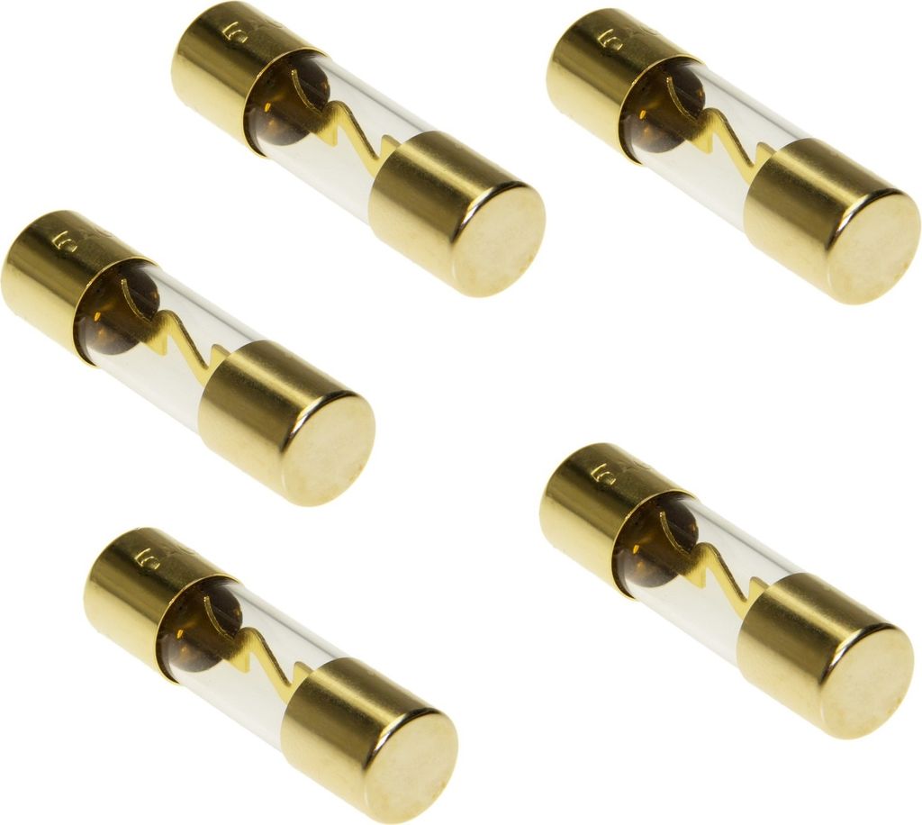 5 x AGU Sicherung Glassicherung vergoldet 40 Ampere Set passend für KFZ Auto Verstärker