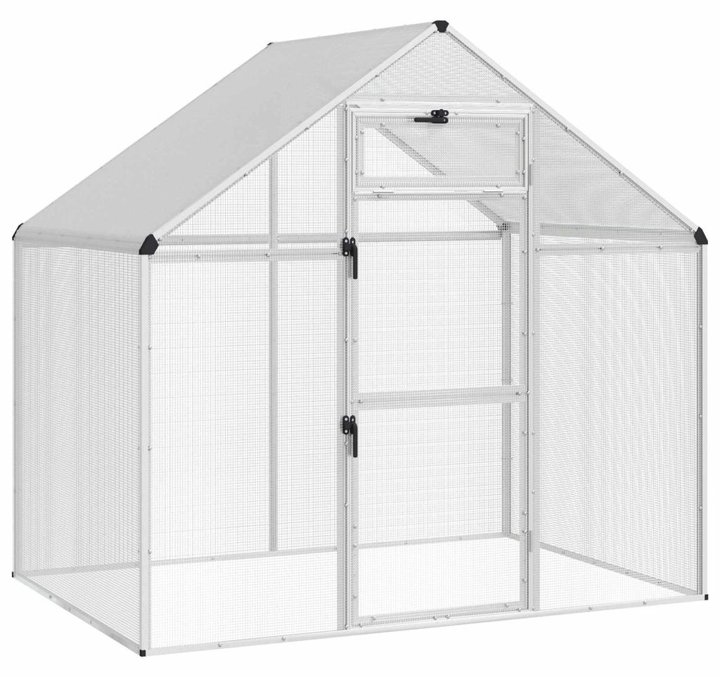 vidaXL Vogelkäfig Silber 181,5 x 110,5 x 173,5 cm