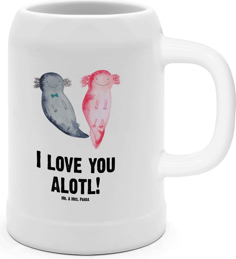 Mr. & Mrs. Panda Krug Axolotl Liebe - Weiß - Geschenk, für Freundin, Partner, Bierbecher, Jahrestag, Frauen, Valentinstag, Freund, Keramikkrug, H...