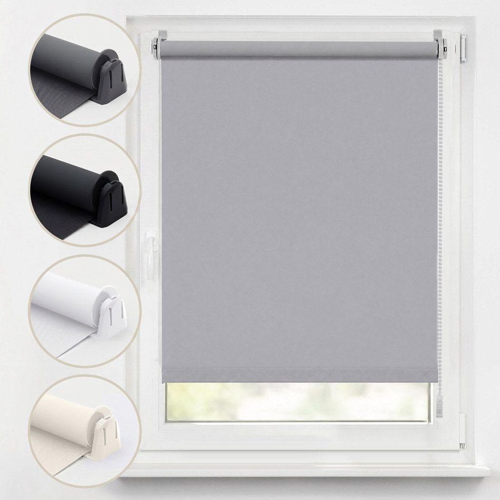 Verdunklungsrollo 70x130cm Hellgrau Thermorollo Produktbild 