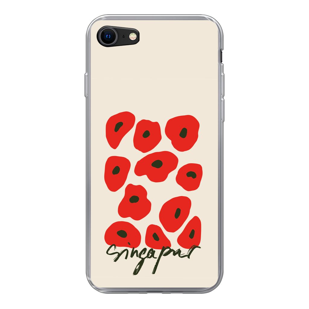 MuchoWow Handyhülle Schutzhülle Hülle für iPhone SE 2022 Blumen - Mohn - Muster Silikon Softcase Handy Hülle - Schutzhülle