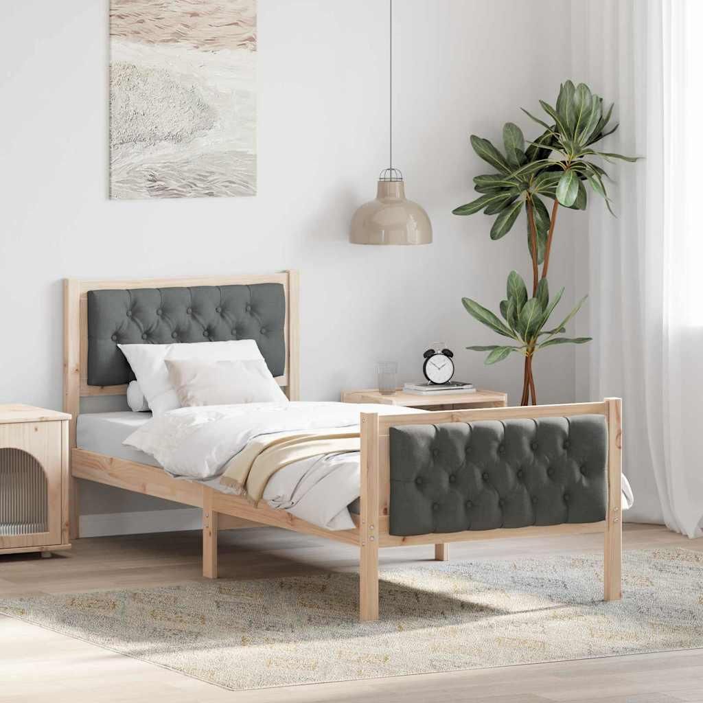"Schlussverkauf" Einzelbett 1 PLACE - bettrahmen moderne - Dunkelgrau 75x190 cm Massives Kiefernholz C3603