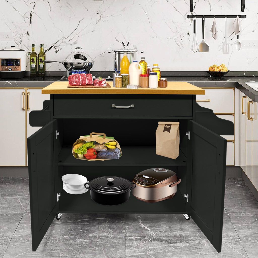ACXIN Chariot de cuisine avec plan de travail en bois, Image du produit 