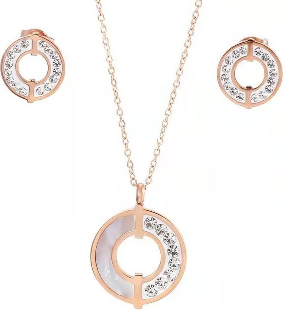 LO-15132 Set - Eleganter Schmuck in Gold/Rosa KP15132