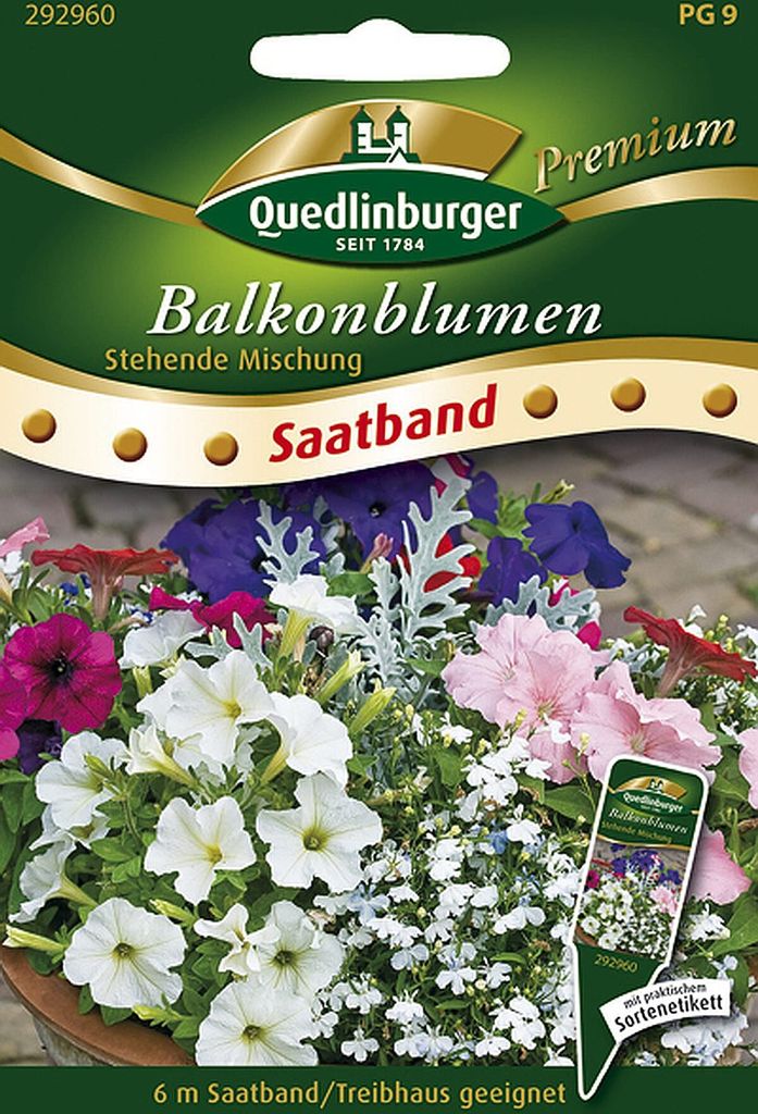 Quedlinburger Saatgut - Balkonblumen stehende Mischung Saatband - Samen - 292960