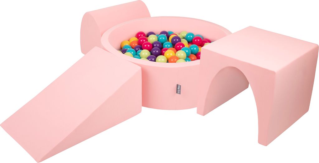 KiddyMoon Spielplatz Aus Schaumstoff Mit 200 Bälle 7cm Hindernisläufen Version 2 Rund Bällebad Mit Bunten Bällen Für Babys Und Kinder