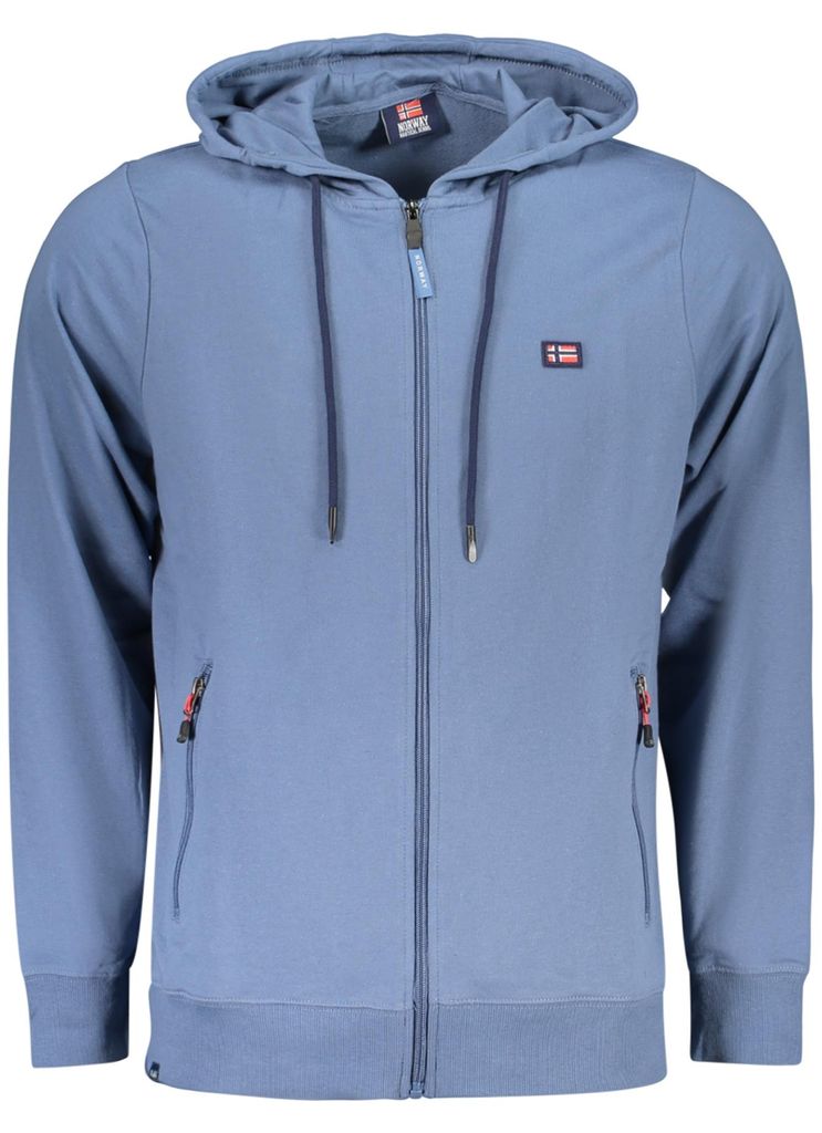 Herren Langarm-Hoodie Blau mit Reißverschluss & Kapuze - Norwegen 1963