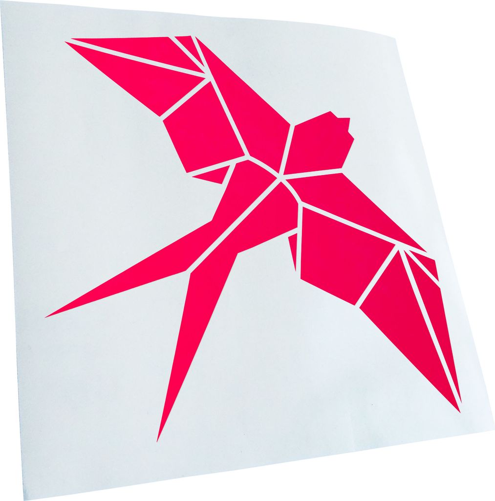 Kiwistar - Autoaufkleber - Papierfalten Vogel M2 - Neonpink - 40x40cm - Aufkleber für Auto, Laptop, Fahrrad, LKW, Motorrad mehrfarbig JDM Decal Ra...