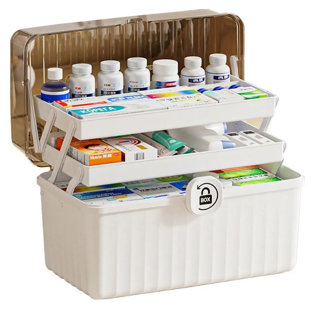 Organiseur de médicaments à compartiments pour pharmacie familiale XL