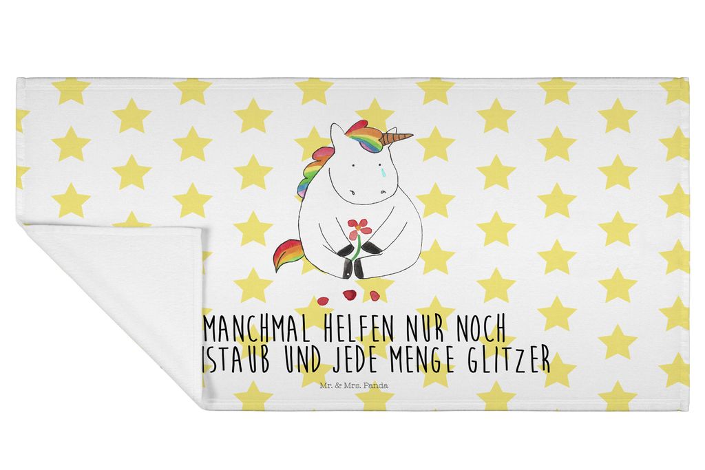 Mr. & Mrs. Panda Handtuch Einhorn Traurig - Weiß - Geschenk, gesichtstuch, Liebe, Glitzer, Einhörner, Unicorn, 50x100, Blume, Frotteehandtuch, ge...