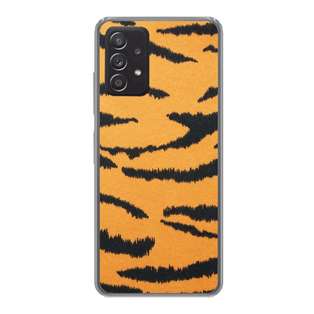 MuchoWow Handyhülle Schutzhülle Hülle für Samsung galaxy a73 Tigerdruck - Braun - Orange Silikon Softcase Handy Hülle - Handyhülle