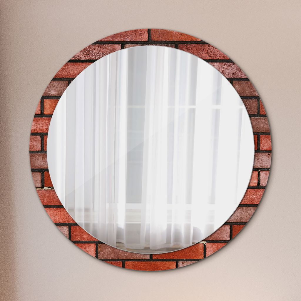 Spiegel - Mirror zum Wandspiegel Schlafzimmer – Schminkspiegel- Rot Ziegel- Ø100cm